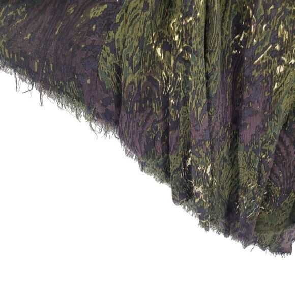 RVCA Womens Army Green SharkBite Skirt Sz M Smocked Waistband Frayed Hem Mad Max - Picture 7 of 13